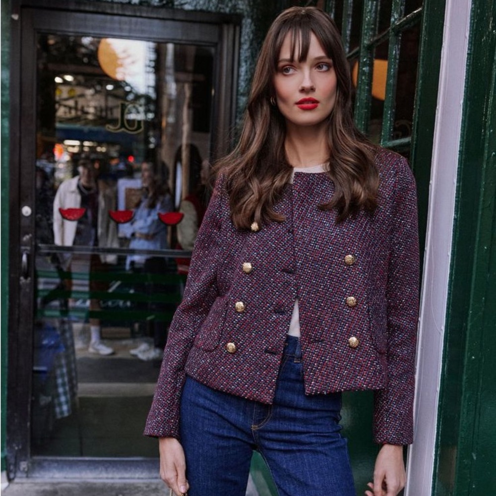 Red and Blue Tweed Marais Jacket